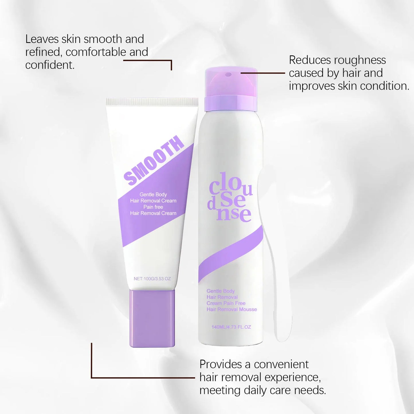 Smooth Body Hair Removal Kit Painless Removal Effective Repair after Shave Discomfort Easy Operate Full Body Use Hair Remove Set