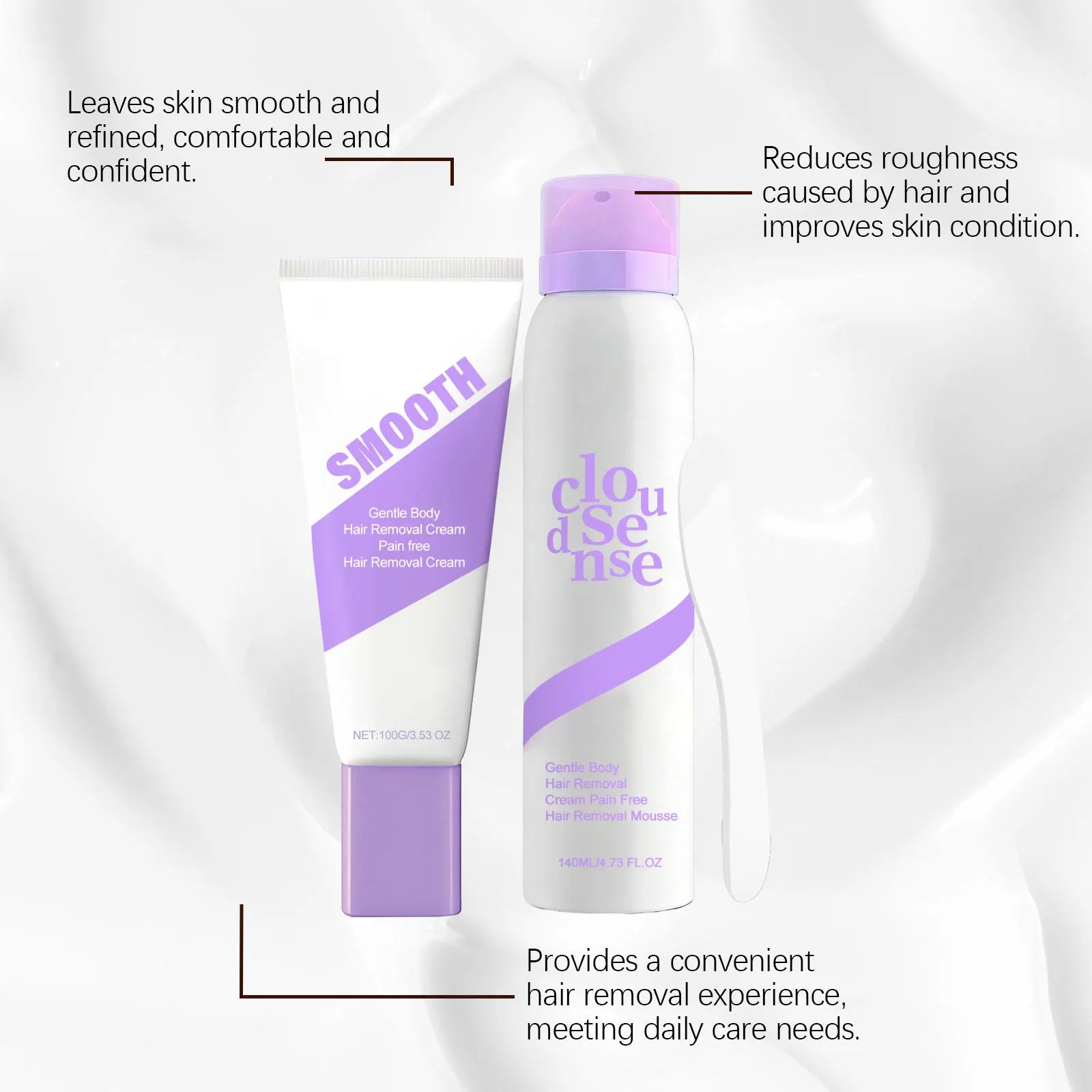 Smooth Body Hair Removal Kit Painless Removal Effective Repair after Shave Discomfort Easy Operate Full Body Use Hair Remove Set