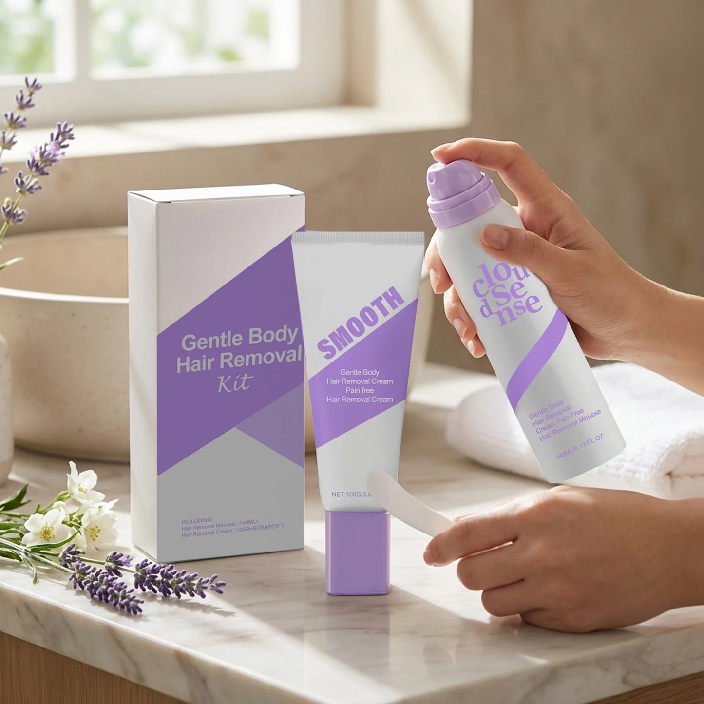 Smooth Body Hair Removal Kit Painless Removal Effective Repair after Shave Discomfort Easy Operate Full Body Use Hair Remove Set